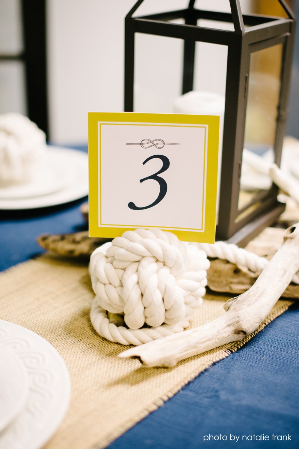 12 Large Knots&Table Cards - Nautical Rope Monkey Fist Knots with Custom Table Cards- Nautical Wedding Decor