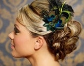 Jade, Moss Green Emerald Green Wedding Hair Accessories Peacock Feather Bridal Head Piece Fascinator Hair Clip - Made to Order - BRIDGET