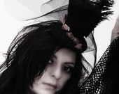 Black Victorian Mini top hat Moulin rouge