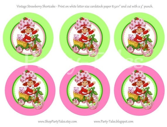 INSTANT Download STRAWBERRY SHORTCAKE doll Birthday Girl Party Decorations centerpieces Vintage printable favor tags Il_570xn