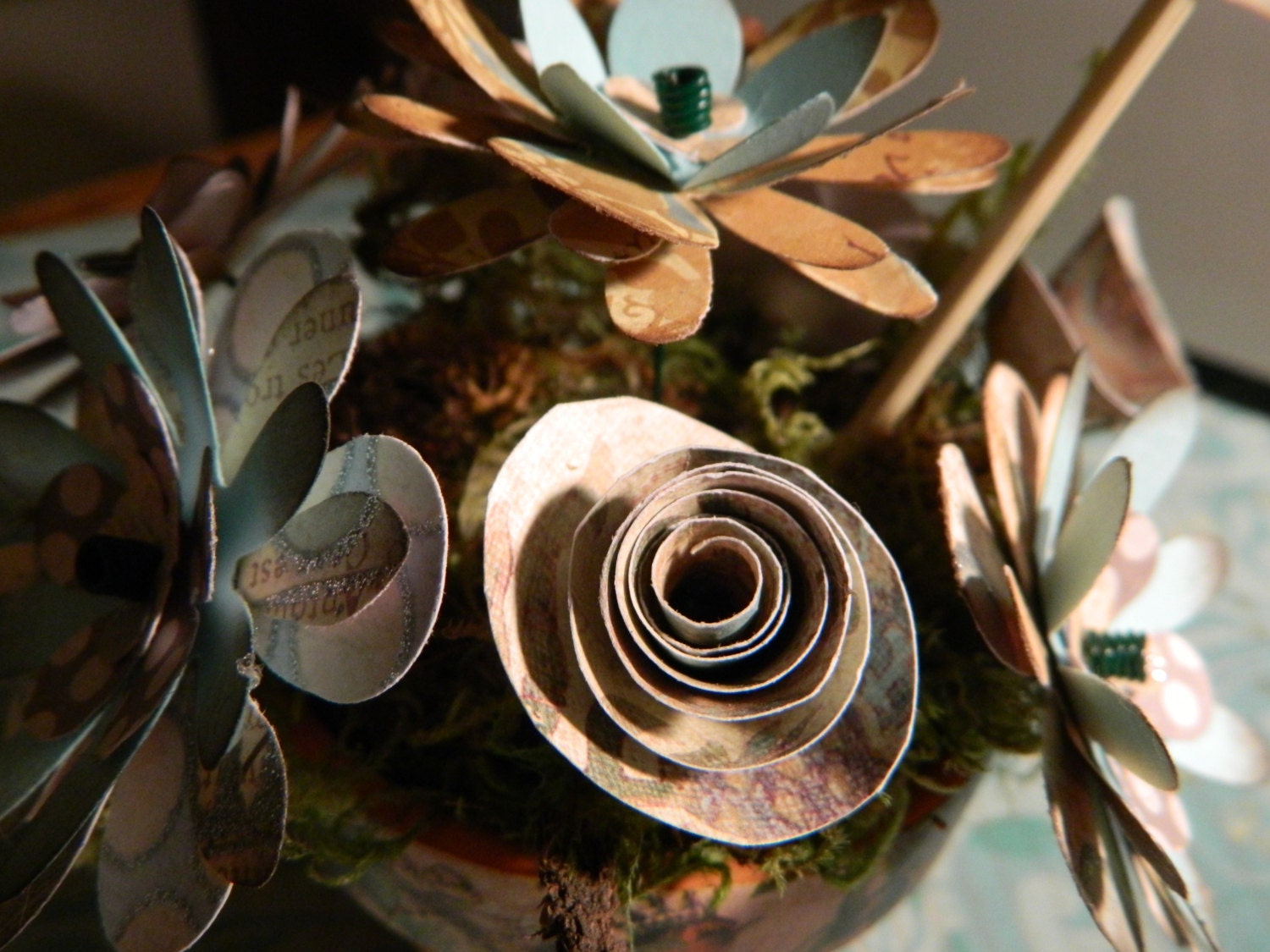 Paper florist -  Missing You -  Floral bouquet in terra cotta mini pot -Blooms to go - FREE DELIVERY - within U.S.