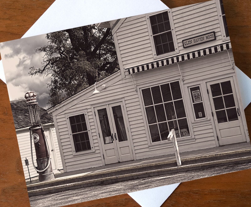 Gas Station Blank Greeting Card, Note Card