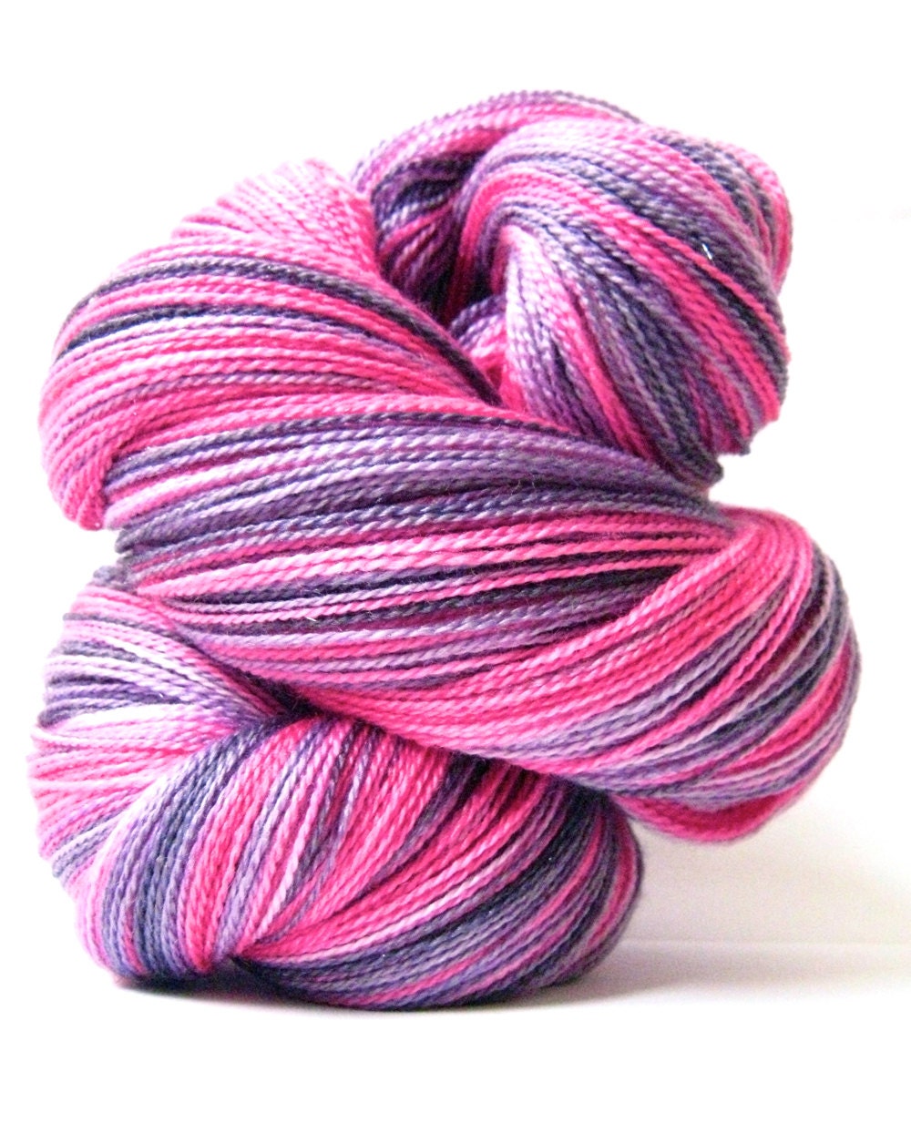 Hand Dyed Yarn - Superwash Merino Silk and Stellina, Sparkle Lace Yarn in Pop Rocks - Preorder.