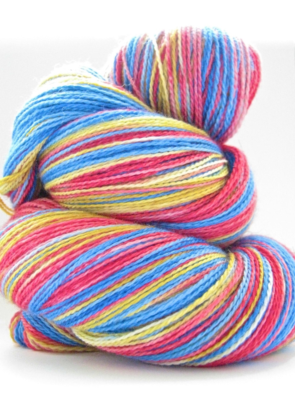 Hand Dyed Yarn - Superwash Merino Silk and Stellina, Sparkle Lace Yarn in Wonder Woman - Phat Fiber - Preorder.