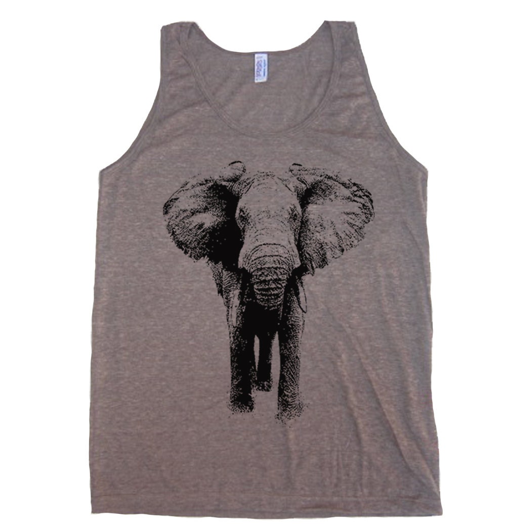 Mens Unisex ELEPHANT Tri-Blend Tank - American Apparel tanktop - XS S M L XL (7 Color Options)