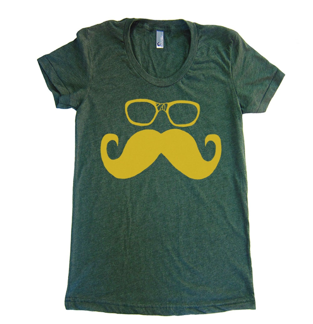 Womens MOUSTACHE Geek T Shirt - American Apparel Tshirt - S M L XL (20 Color Options)