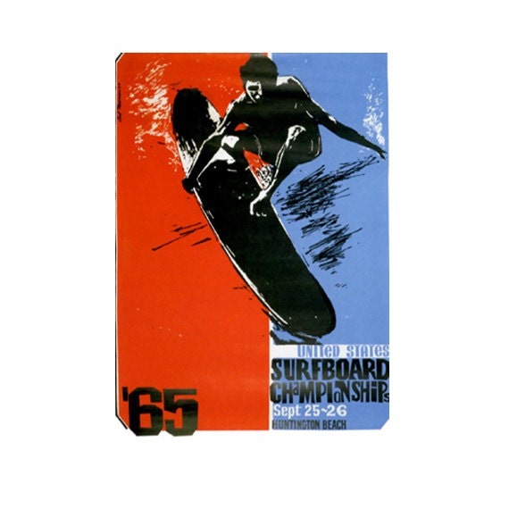 Original Vintage 1960's Surfboard Championship 1965 FRIDGE MAGNET made from Sustainable Wood into a Magnet - "Liven up your fridge"