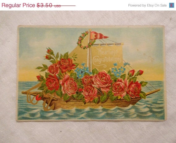 May Days Sale Antique Postcard Heartiest Congratulations