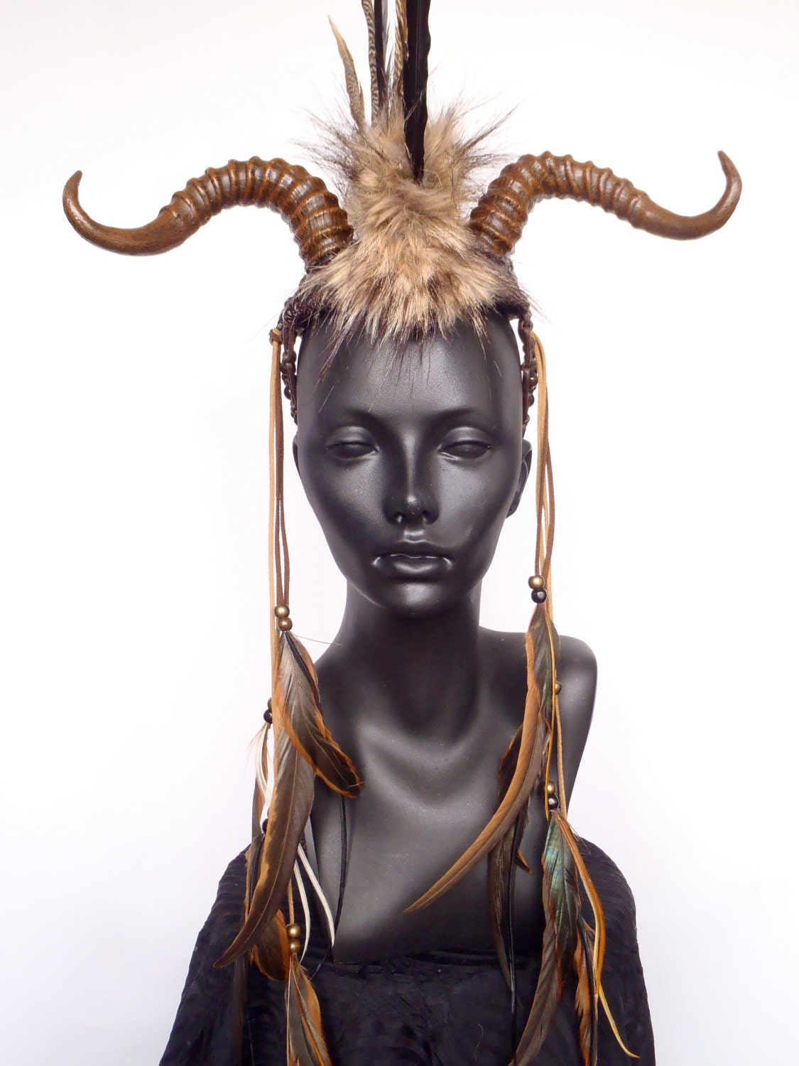 MADE TO ORDER Spike Warrior Feather Mohawk with Horns