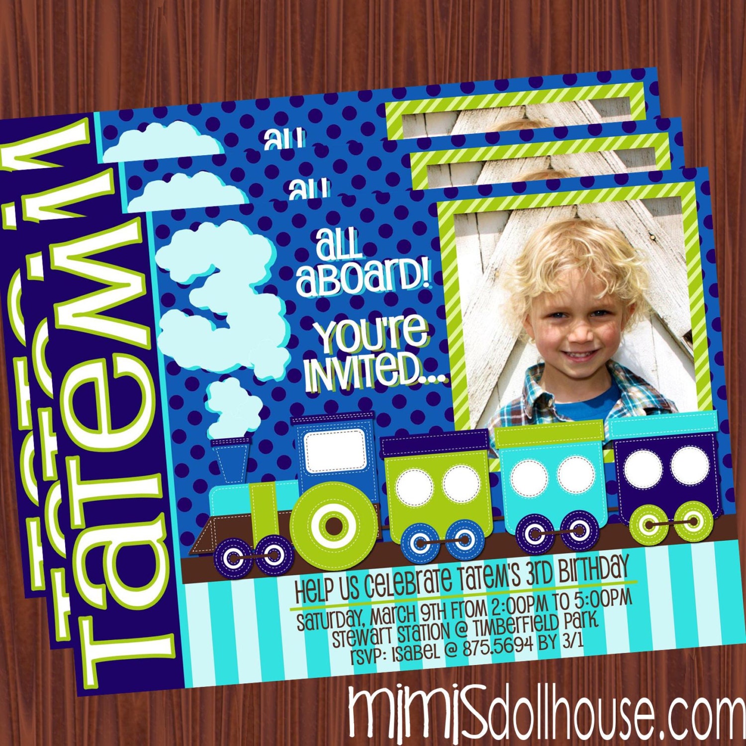 Train Invitation- Blue Train Invitation- Choo Choo Train Birthday invitation-Thomas the Train PDF/JPEG Il_570xn