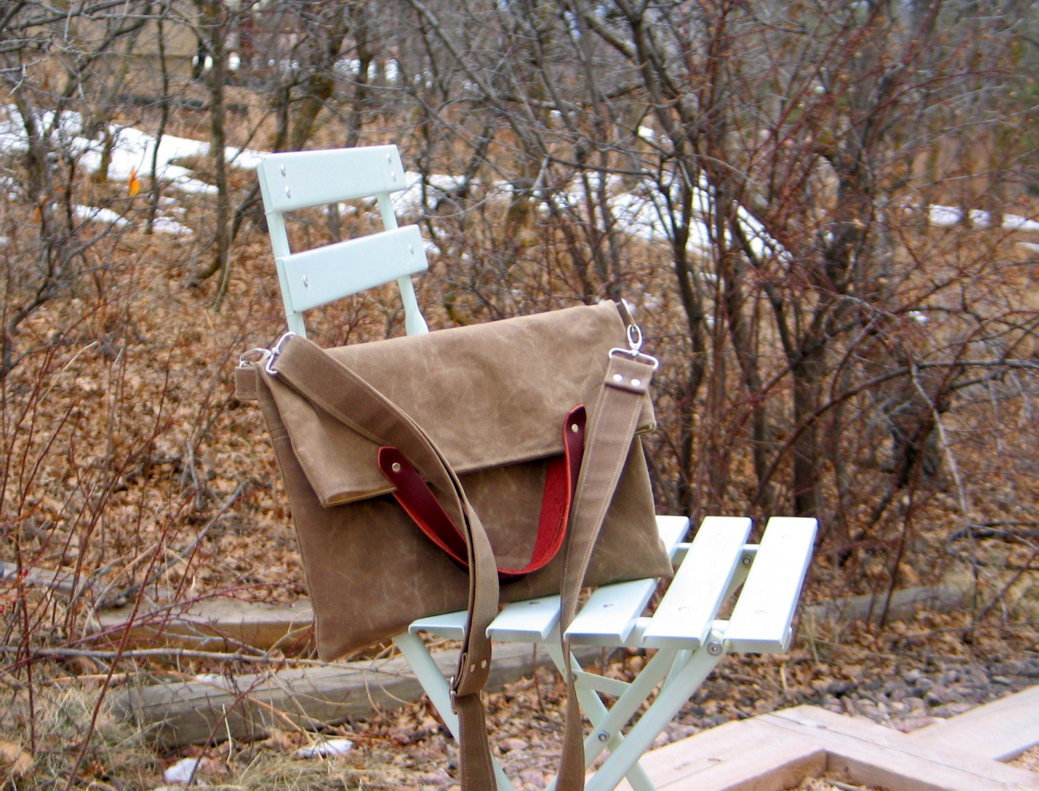 Waxed Canvas Fold Over Tote