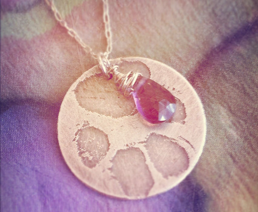 Custom Pet Paw Print, Sterling Silver, With Your Choice Gemstone Accent, Love Handmade Metalwork Gift