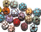 Custom Order - You Choose Colours 8 Faceted Stoneware Beads on Brown Clay