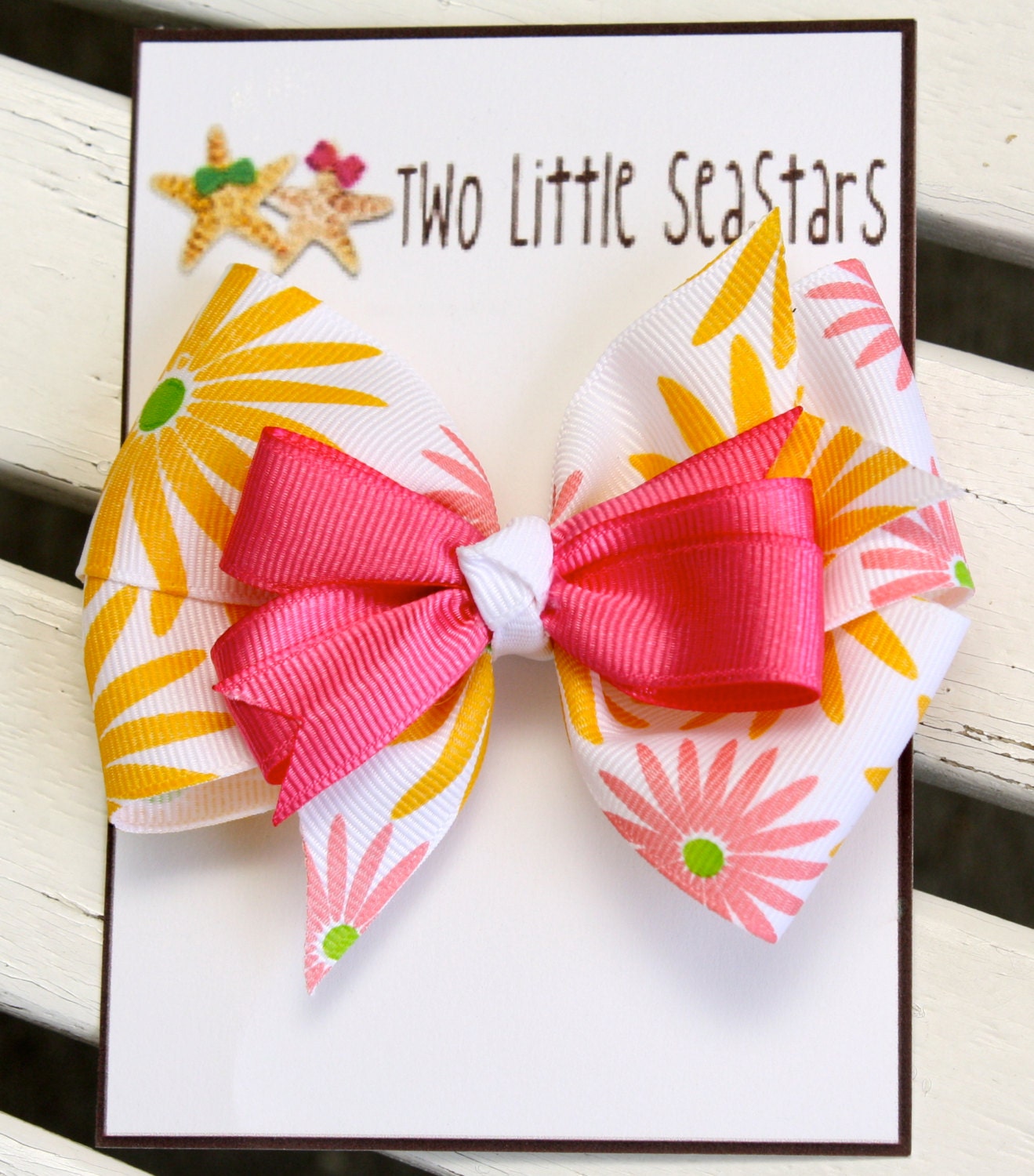 Flower boutique bow, hair clip - newborn hair clip - girl hair clip