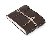 Leather Journal or Leather Sketchbook, Gloss Brown, Pocket Sized, Handbound Coptic Stitch - 2 3/4" x 3 3/4"