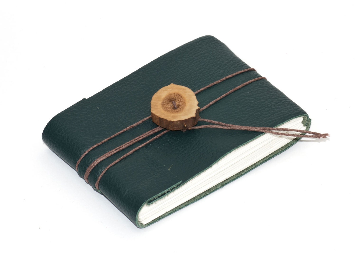 Rustic Leather Journal or Leather Sketchbook with Deer Antler Button, Pocket Sized Notebook, Emerald Green