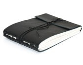 Black Leather Journal or Leather Sketchbook, Medium Sized Notebook, Handbound Coptic Stitch