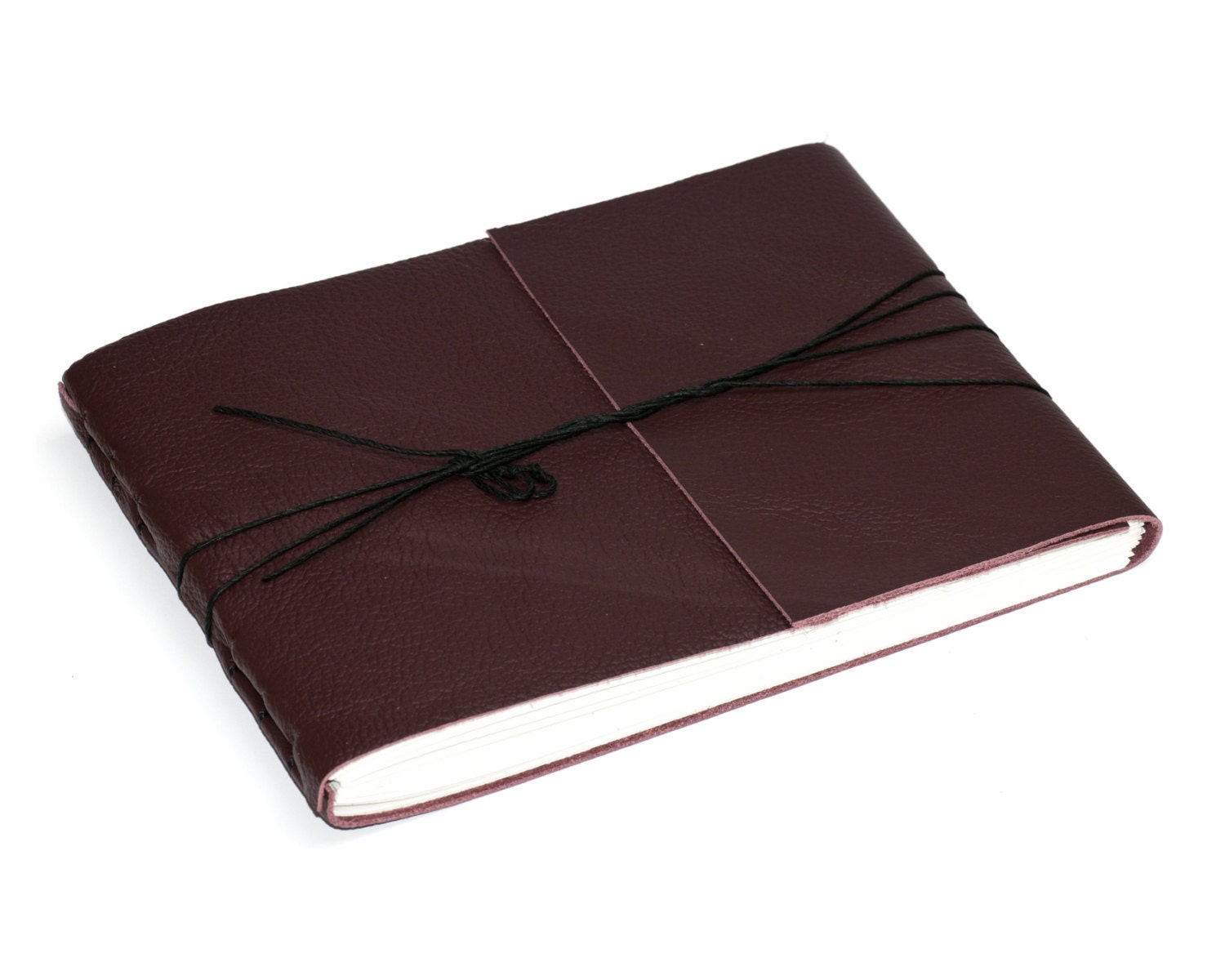 Burgundy Red Leather Journal or Leather Sketchbook, Large Sized, Handbound Photo Album