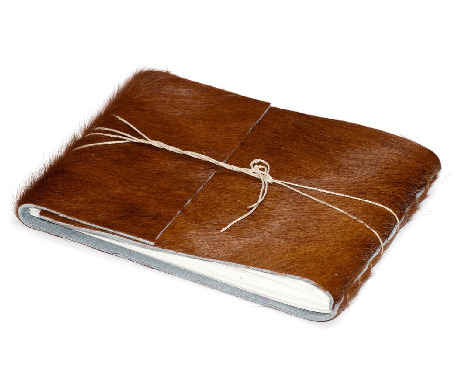 Unique Brown Hair On Hide Leather Journal or Leather Sketchbook, Large Sized, Handbound Photo Album