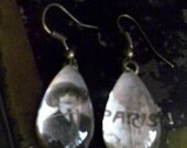 Parisian style glass drop earrings in brass
