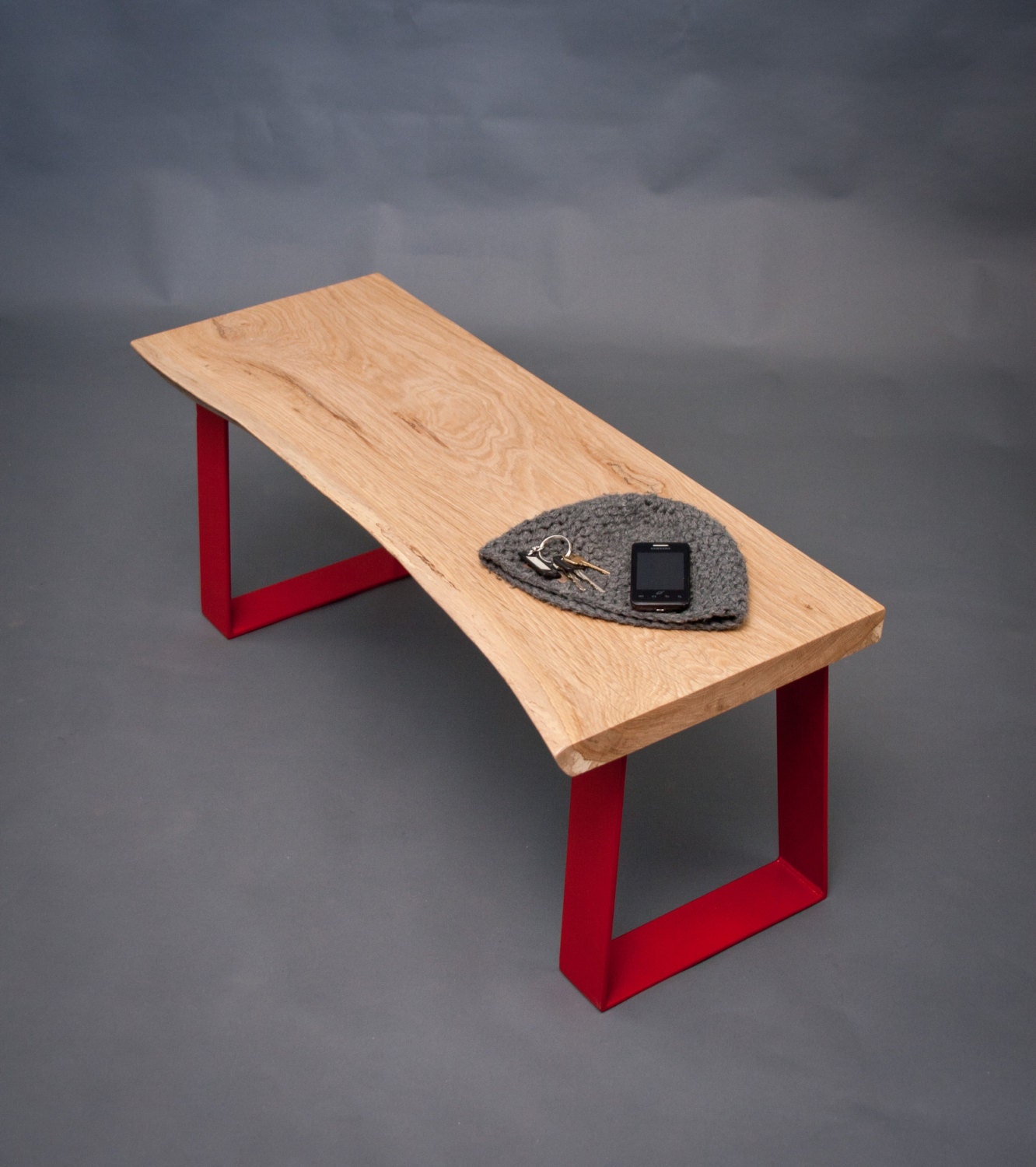 Your CUSTOM bench- Live Edge - Oak/Walnut/Maple BENCH - Red - Modern - Natural