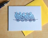 Birds Chatting on a Wire Letterpress Card