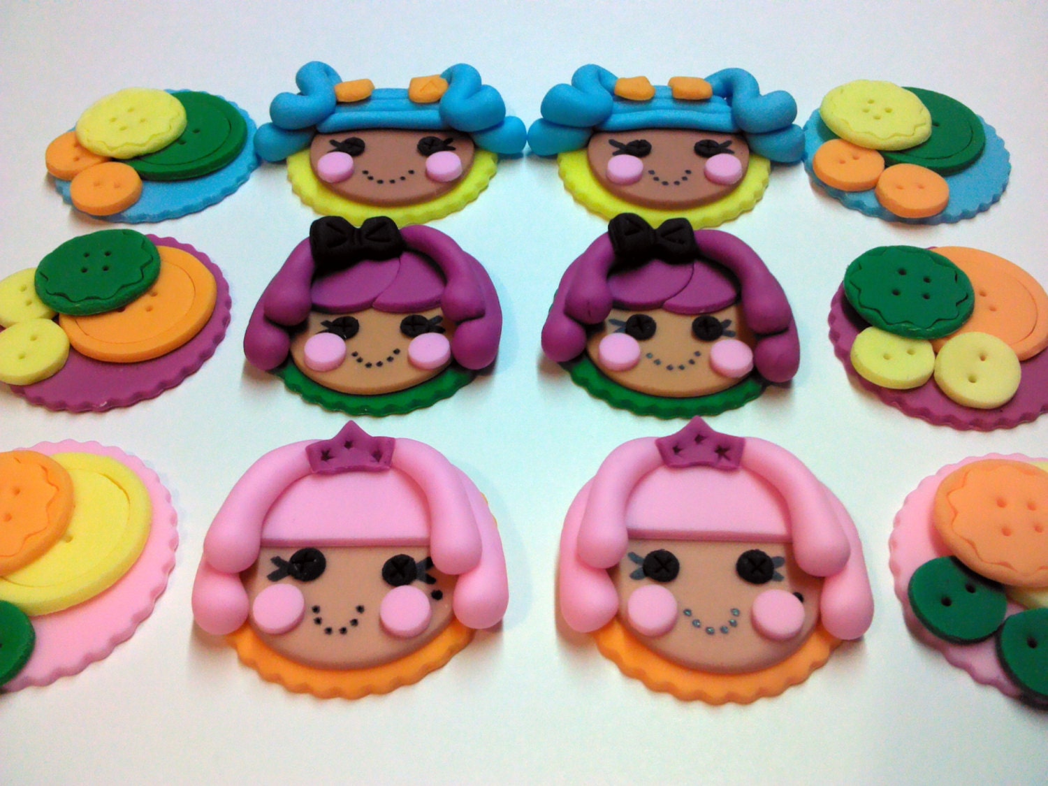 Inspired by the Lalaloopsy, Dolls & Buttons, Edible Fondant Cupcake Toppers