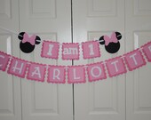 Minnie Mouse I am 1, Name Banner, Birthday Party, Minnie Mouse Theme, dots theme Il_170x135