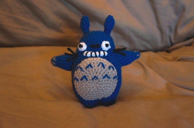 My Neighbor Totoro Dark Blue Large Totoro Crochet Doll/Stuffed Animal Amigurimi (mini version)