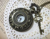 Steampunk Large Key Constellation pocket watch clock necklace pendant