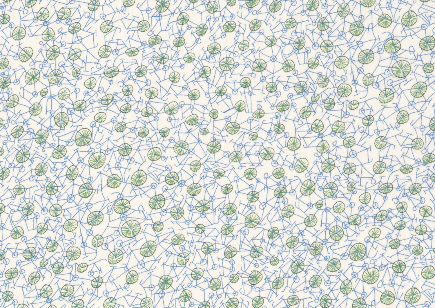 Bicycle Liberty of London Fat Eighth 'Philippa', small scale blue and green bicycles Liberty print