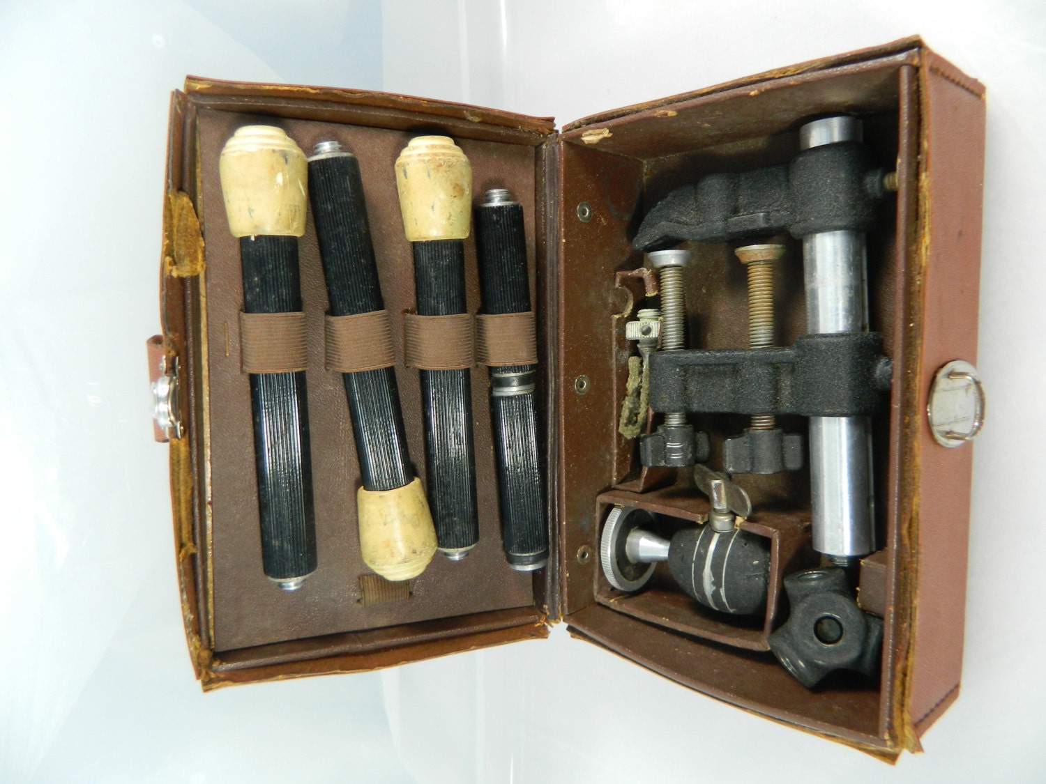 Vintage ROWI Tripod in Leather Case Clamp Camera Tripod On Sale