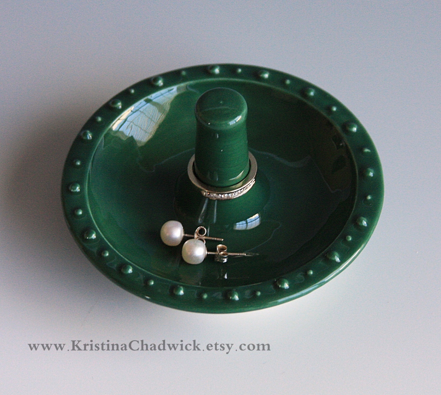 Ring Holder Forest Green Handmade Ceramic