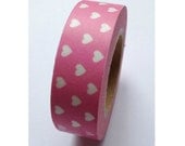 Japanese Washi Masking Tape - Heart with Pink - 5.5 yards