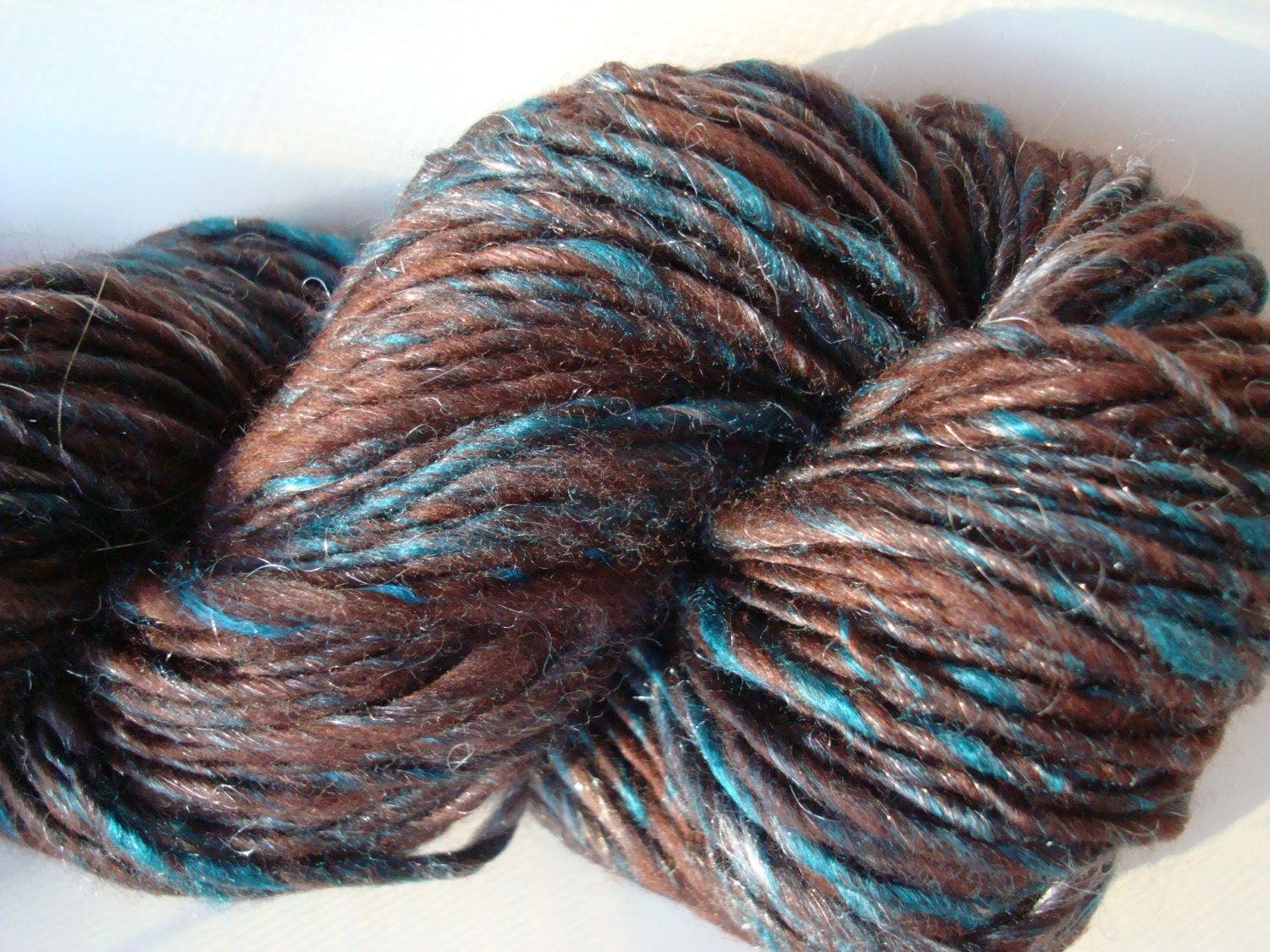 Handspun Yarn Worsted Weight Singles "Minty Fresh" 120 yds