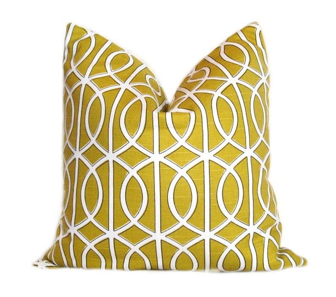CLEARANCE Dwell Studio Designer Pillow. 16 X 16 Decorative Pillow Cover. Robert Allen Citrine Yellow