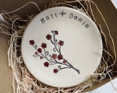 wedding ring dish,  ring holder, CUSTOM engagement dish,  Black and White,  Gift Boxed, Made to Order