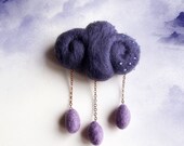 Mauve Cloud, Wool Felted Brooch,Weather Jewelry