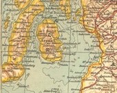 Map of Northern England and Wales 1922 Lithograph Antique Print Manchester City Plan