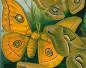 1923 Silkworms Print  Color Lithograph