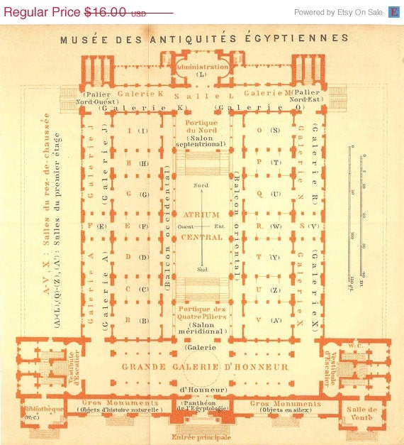Egyptian Museum Floor Plan 1914 Baedeker 100 Years Old Vintage