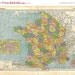 Political Map France Antique 1910s Paris