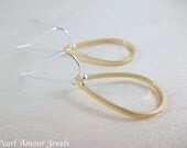 Gold and Silver earrings - 24K Gold Plated Loop - Mixed Metal Earrings - Minimalist earrings - Simple earrings