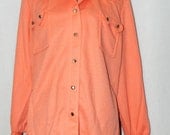 Vintage Peachy Coral Western Poly Blouse - Size XL