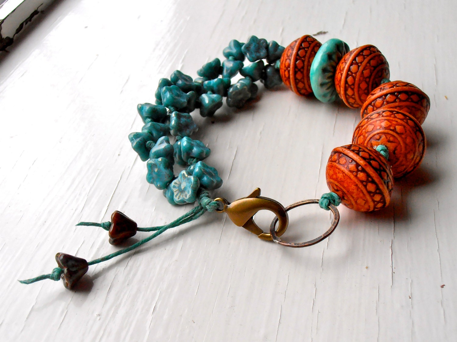 handmade beaded bracelet, bead bracelet, chunky bracelet, beaded bracelet, orange jewelry, chunky jewellery