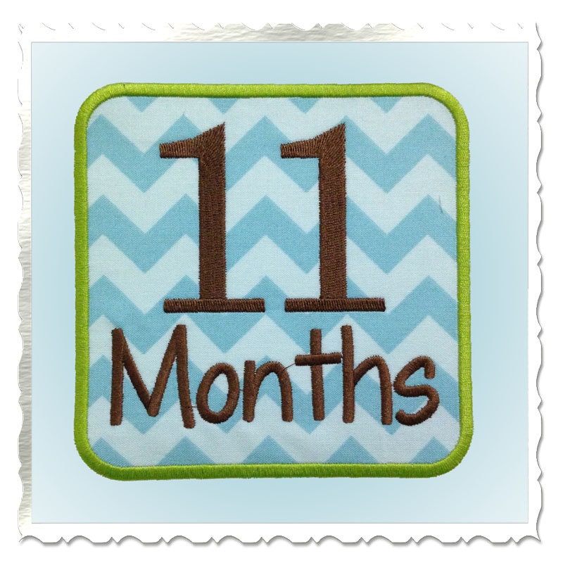 Monthly Onesie Applique Machine Embroidery Designs - Newborn Through 12 Months - 2 Sizes Each
