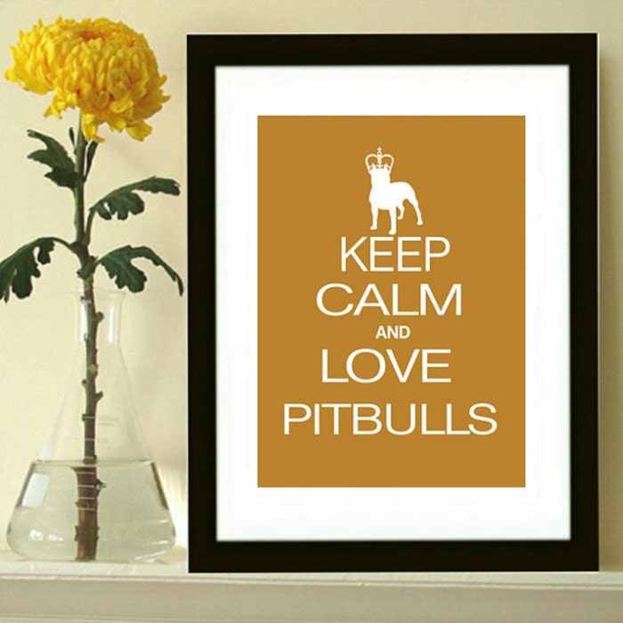 Pitbull art print, Keep Calm and Love Pitbulls, modern wall decor, pitbull silhouette