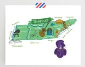 Tennessee illustrated map- 10x8