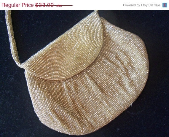 Vintage Walborg Purse Gold Beaded Clutch Mad Men Mod 1950's 1960's Hollywood Regency Handbag Made in Japan
