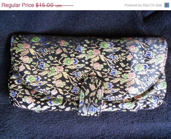 Vintage Flowered Clutch by Ronay 1940's Purse Handbag Mad Men Mod Wallet by Peck & Peck New York Fifth Avenue